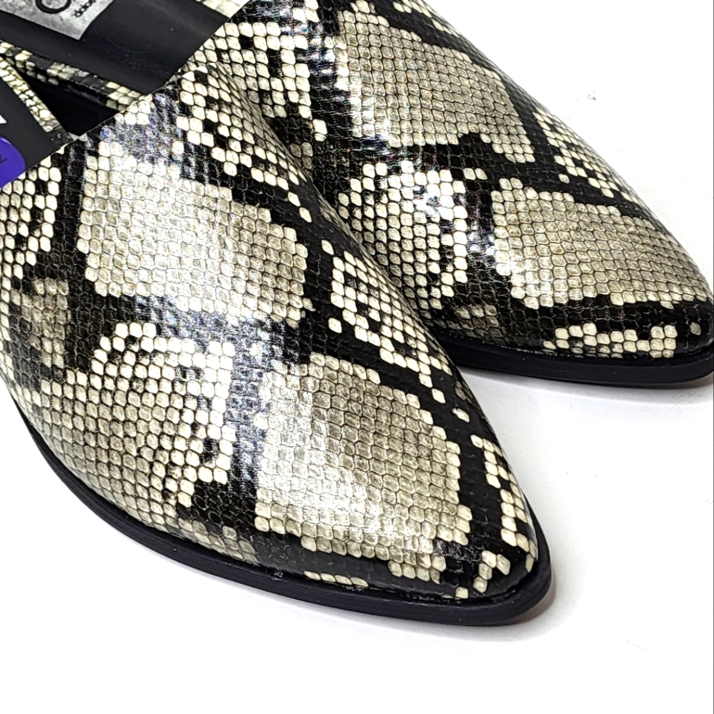 Dv Dolce Vita Women's Snakeskin Mules Heels Slip on Black Leather 8.5 - Picture 6 of 8